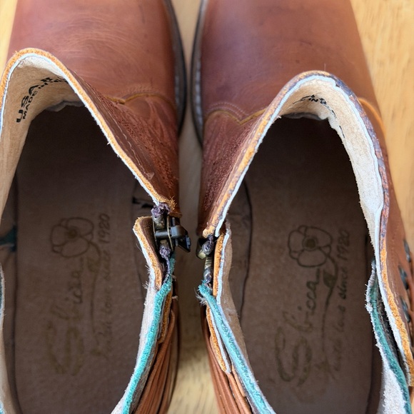 Sbicca Siren Western Leather Ankle Boot Zip Up Metallic & Distressed NWT 8.5 - Picture 6 of 11